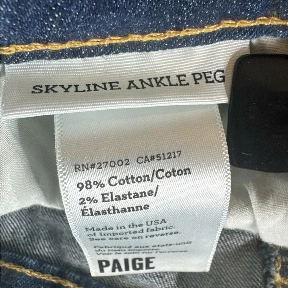 PAIGE Monica Skyline Mid-Rise Ankle Peg Denim Jeans, Size 31. - Picture 9 of 13